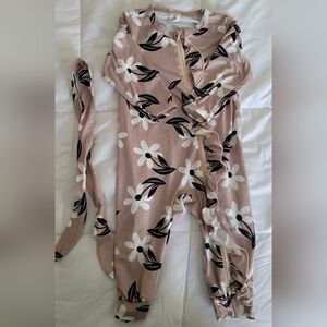 Floral Print Jumpsuit with Headband For Baby